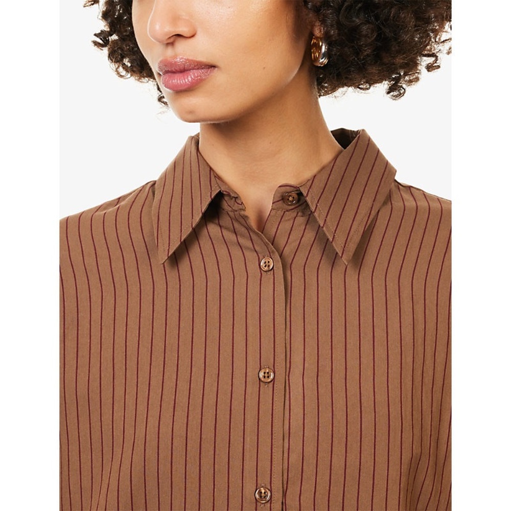 The Frankie Shop Peri Striped Fluid Shirt in Lyocell Blend